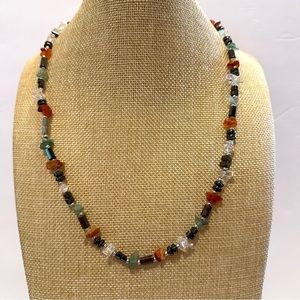 Multi-Color Genuine Gemstone Necklace & Bracelet Set, convertible